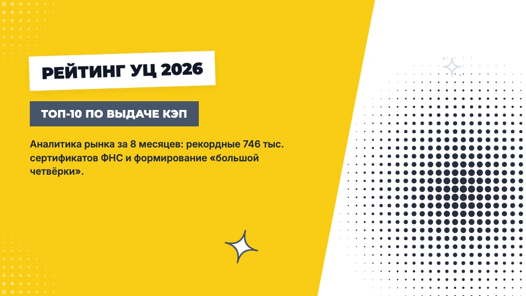 Рынок КЭП за 8 месяцев 2026 года: рейтинг удостоверяющих центров